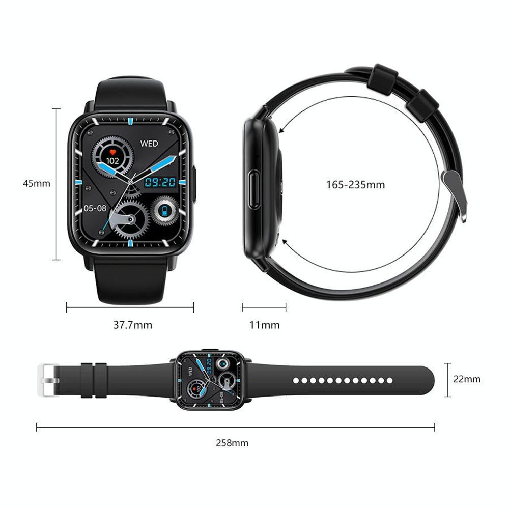 1.83 Inch Ip68 Waterproof Smart Watch Support Body Temperature Monitoring / Heart Rate / Blood Oxygen / Blood Pressure Monitoring - Black