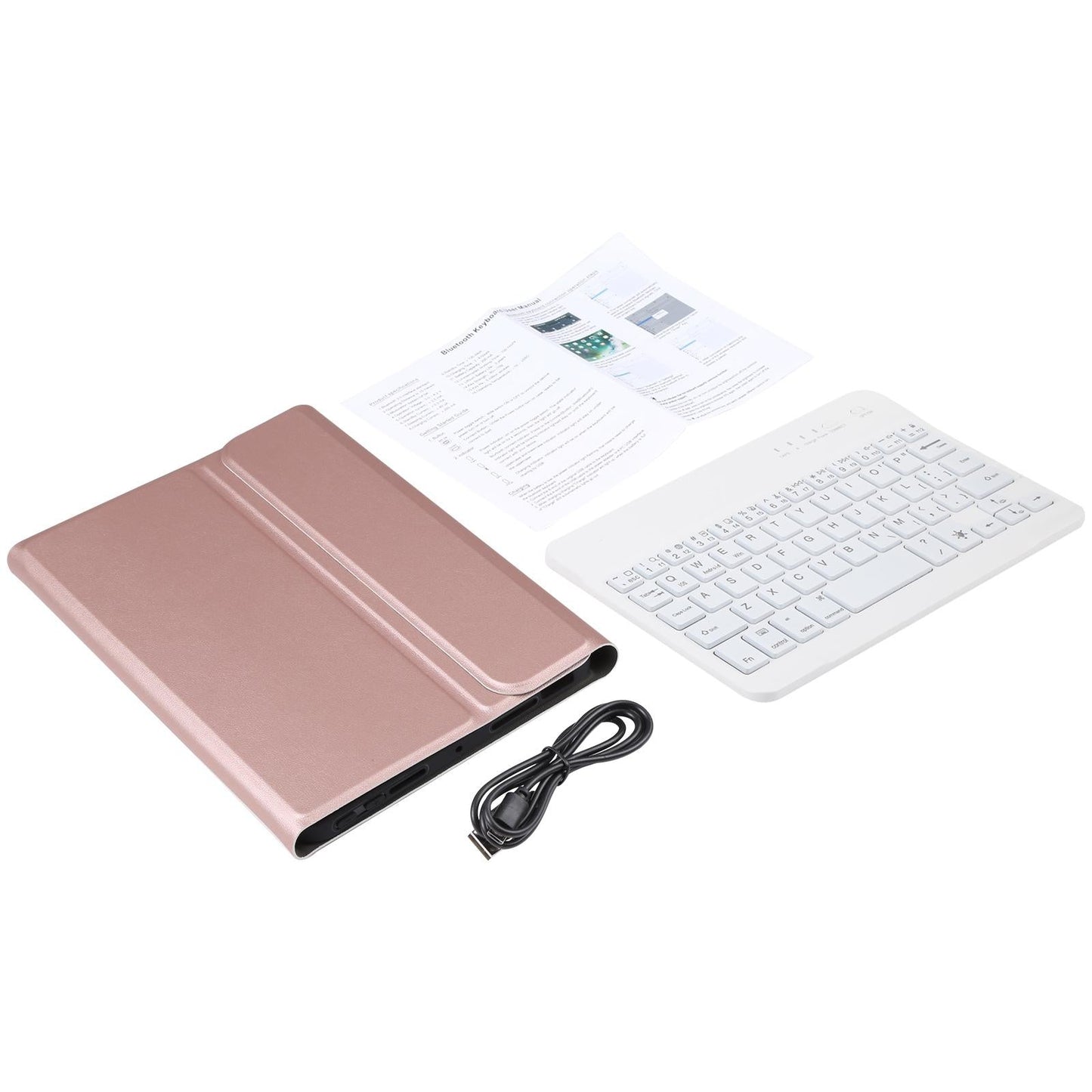 Ultra-Thin Bluetooth Keyboard Leather Case For Ipad Mini 6 With Detachable Lambskin Texture And Stand - Black