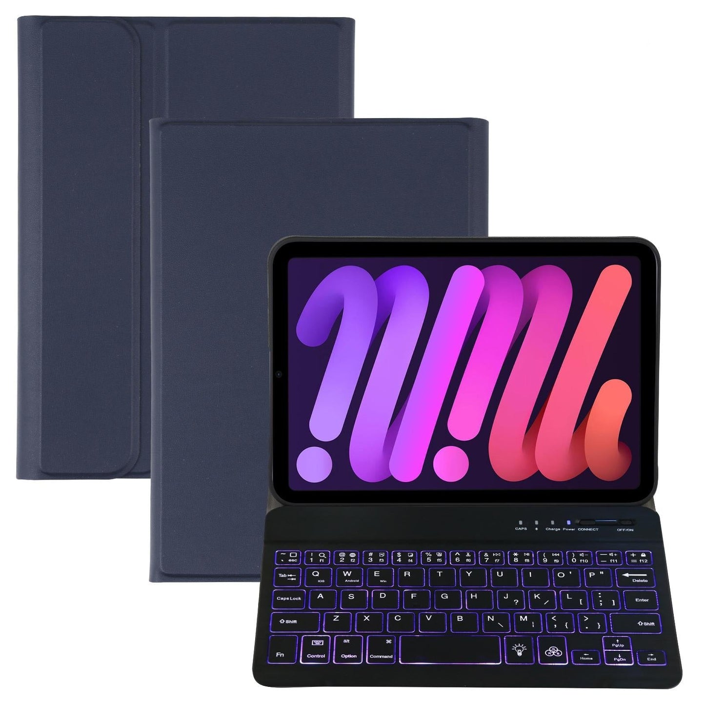 Ultra-Thin Bluetooth Keyboard Leather Case For Ipad Mini 6 With Detachable Lambskin Texture And Stand - Black