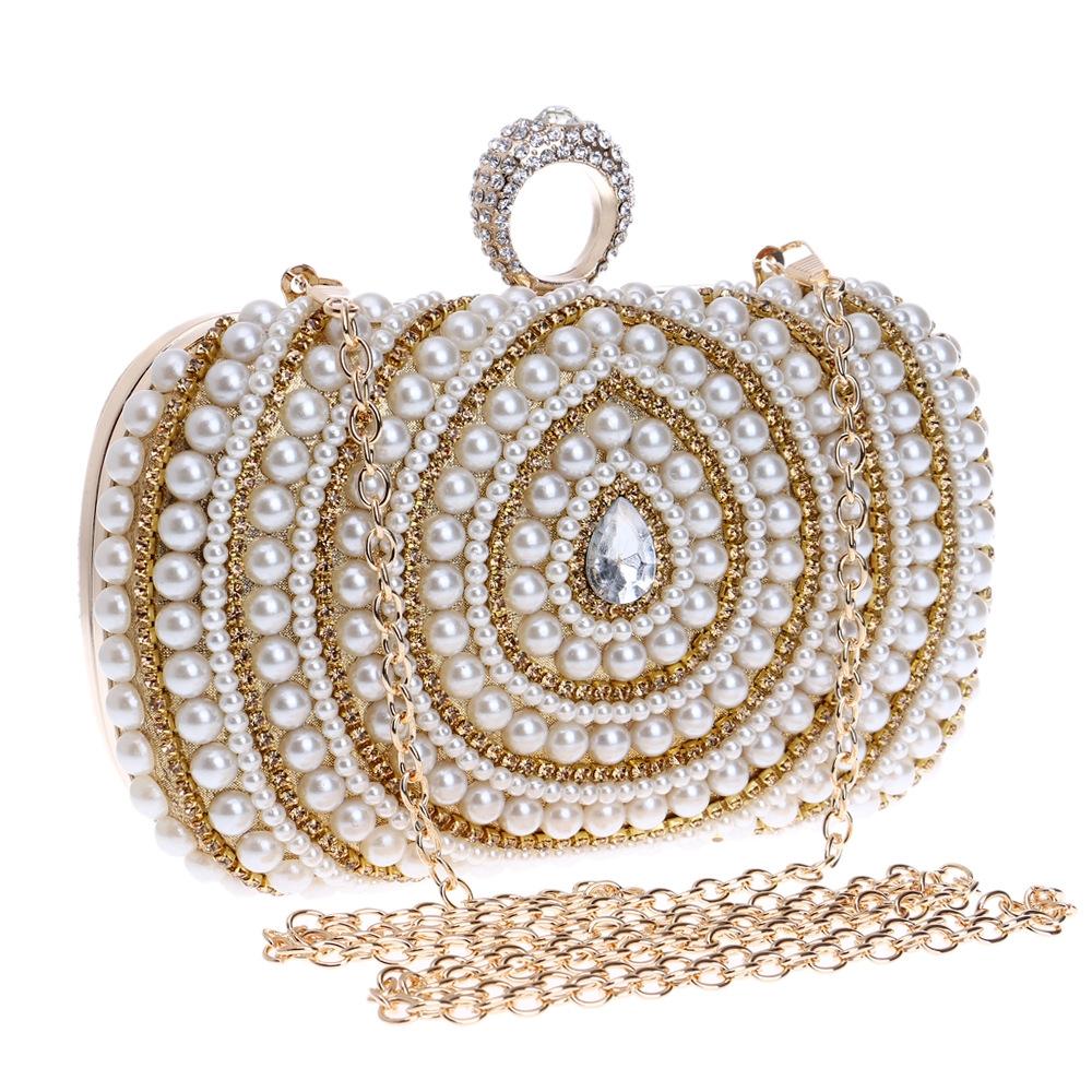 Stylish Pearl Handbag for Fashion Banquets and Parties - Black