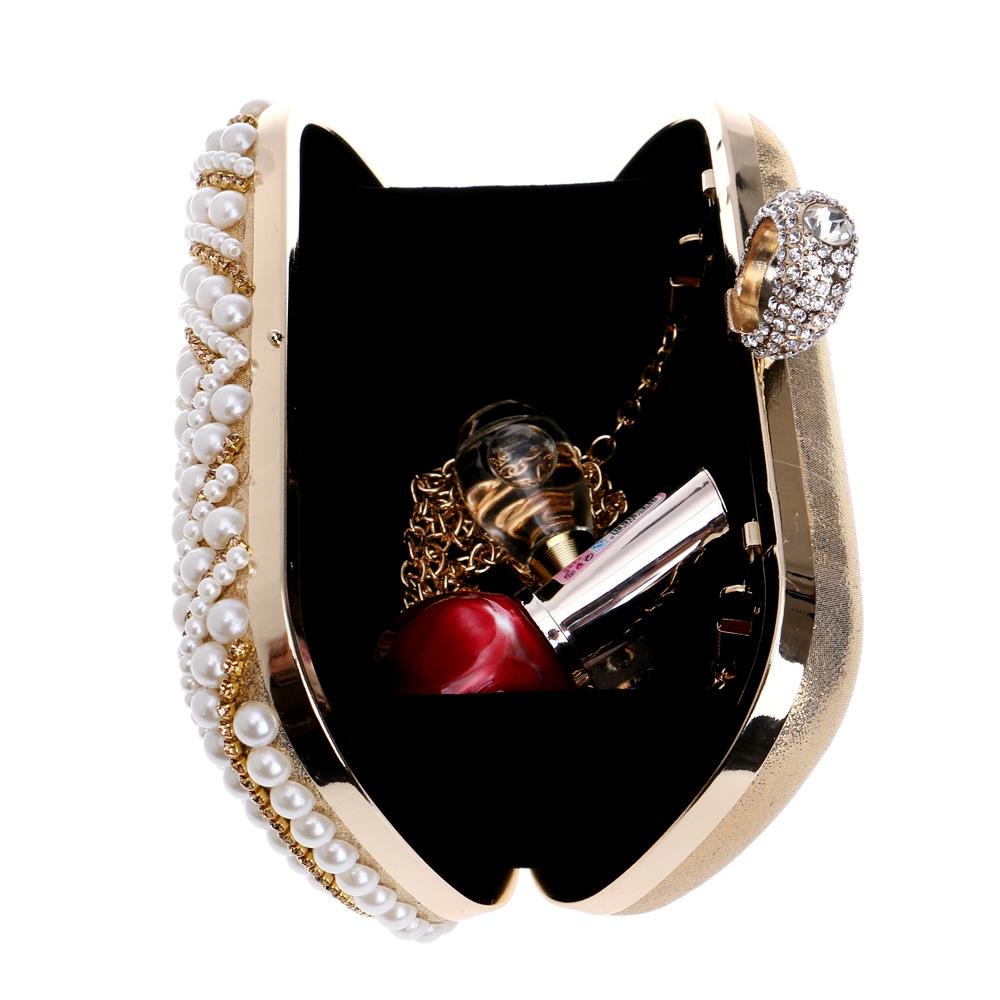 Stylish Pearl Handbag for Fashion Banquets and Parties - Black