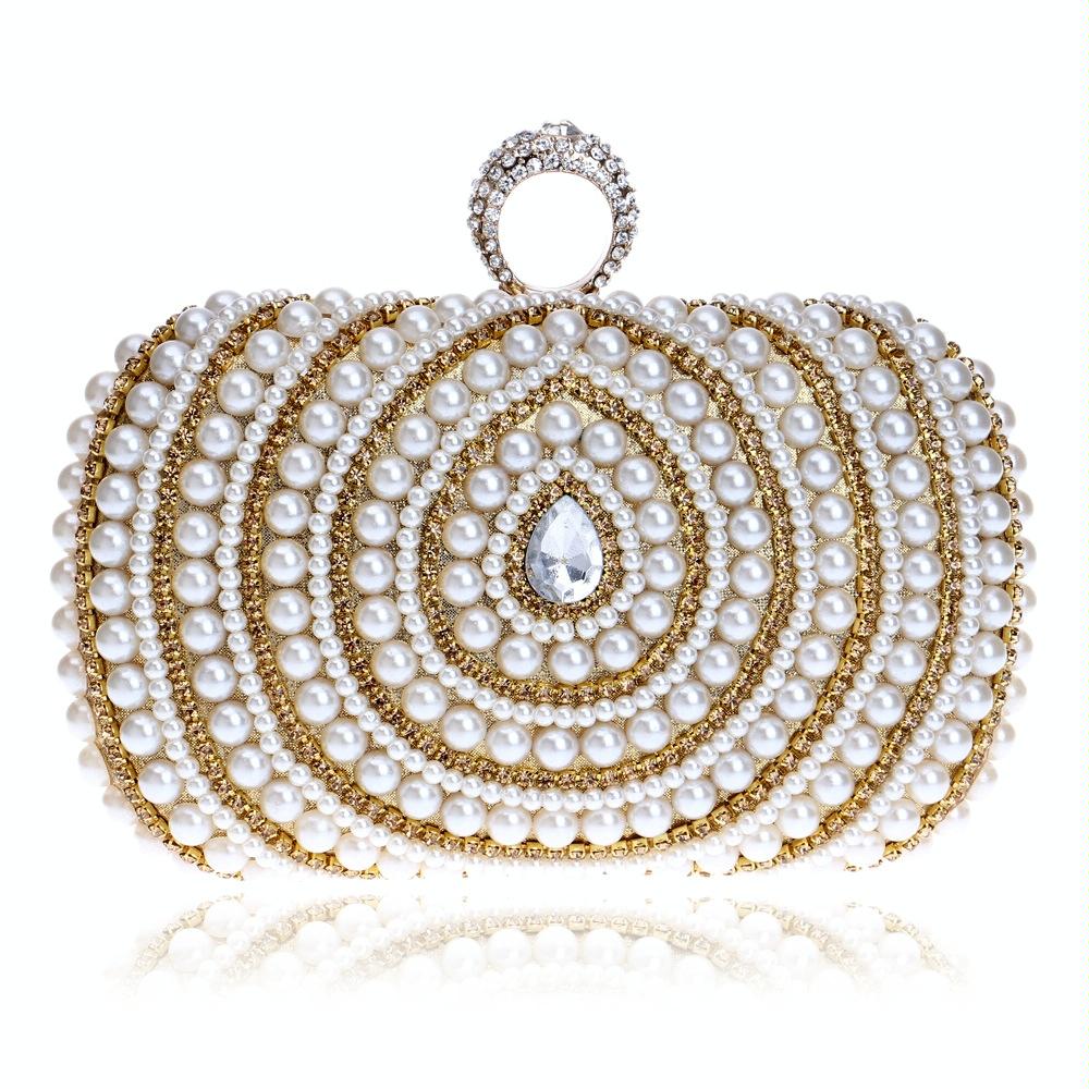 Stylish Pearl Handbag for Fashion Banquets and Parties - Black