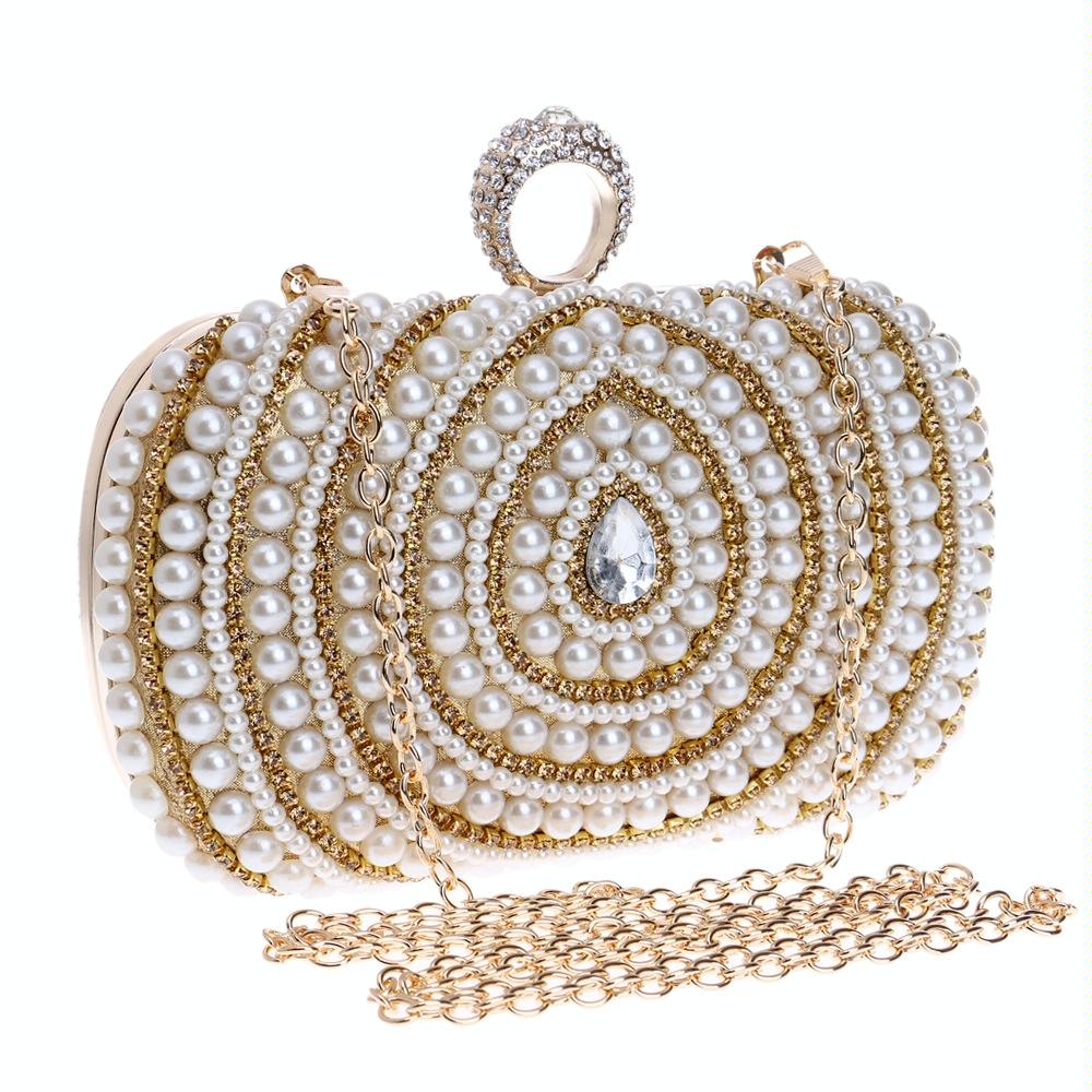 Stylish Pearl Handbag for Fashion Banquets and Parties - Black