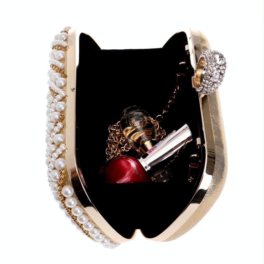 Stylish Pearl Handbag for Fashion Banquets and Parties - Black