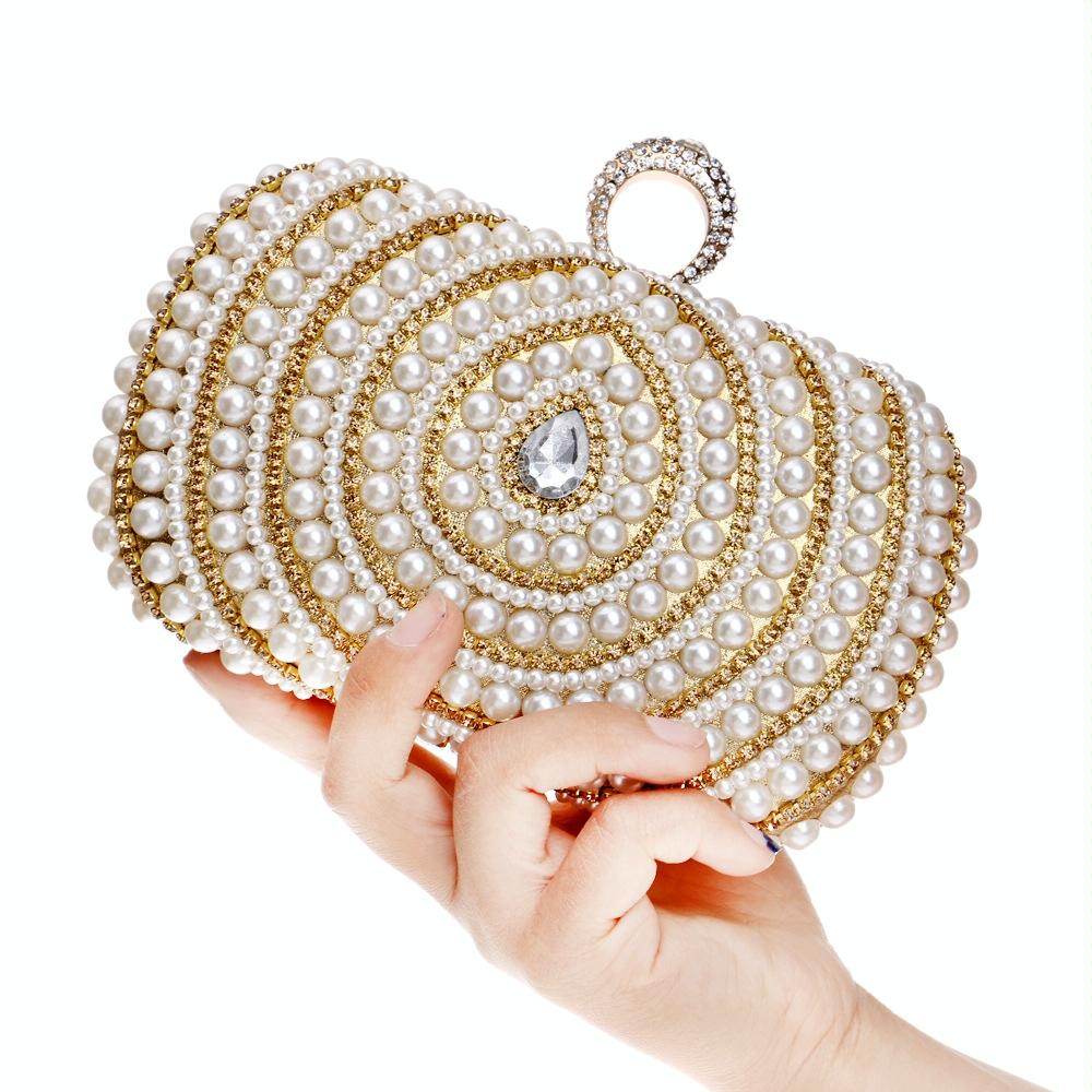 Stylish Pearl Handbag for Fashion Banquets and Parties - Black