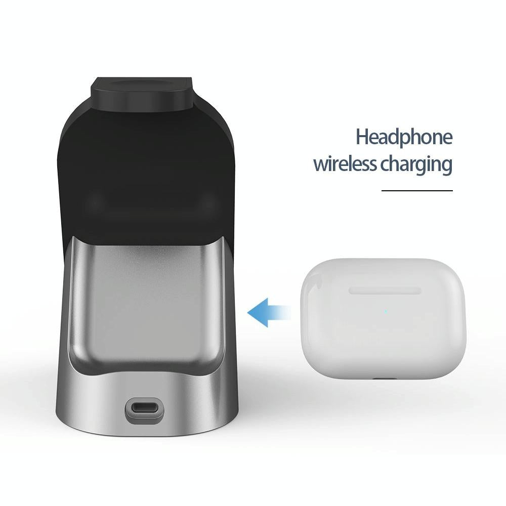 3 In 1 Wireless Charger For Iphone Apple Watch Airpods & Android Black