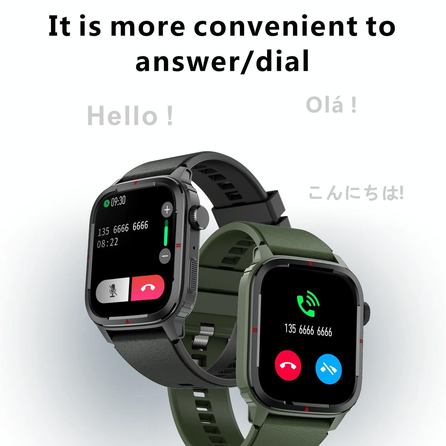 1.7 Inch Tft Hd Screen Smart Watch Support Bluetooth Calling / Blood Pressure Monitoring - Grey