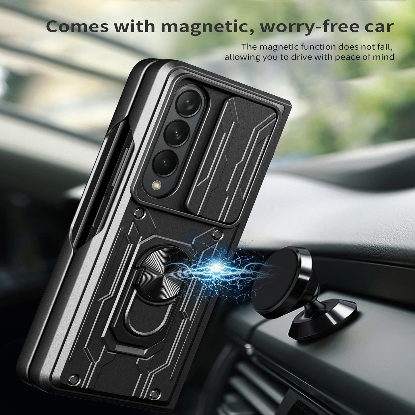 For Samsung Galaxy z Fold4 5G Protective Sliding Camshield Phone Case - Blue