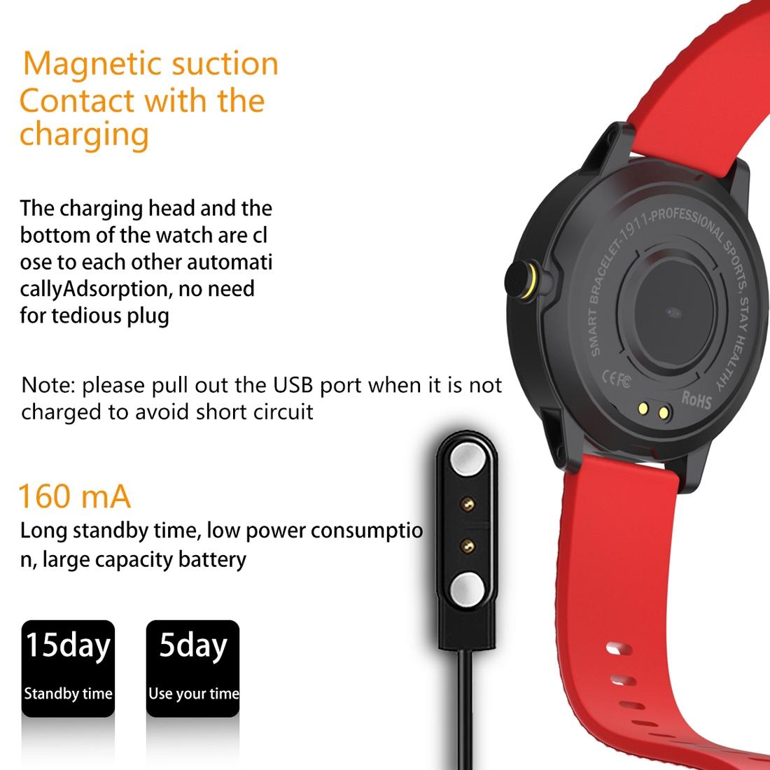 1.3 Inch Tft Screen Ip67 Waterproof Smart Watch Bracelet Support Sleep Monitor / Heart Rate Monitor / Blood Pressure Monitoring - Red
