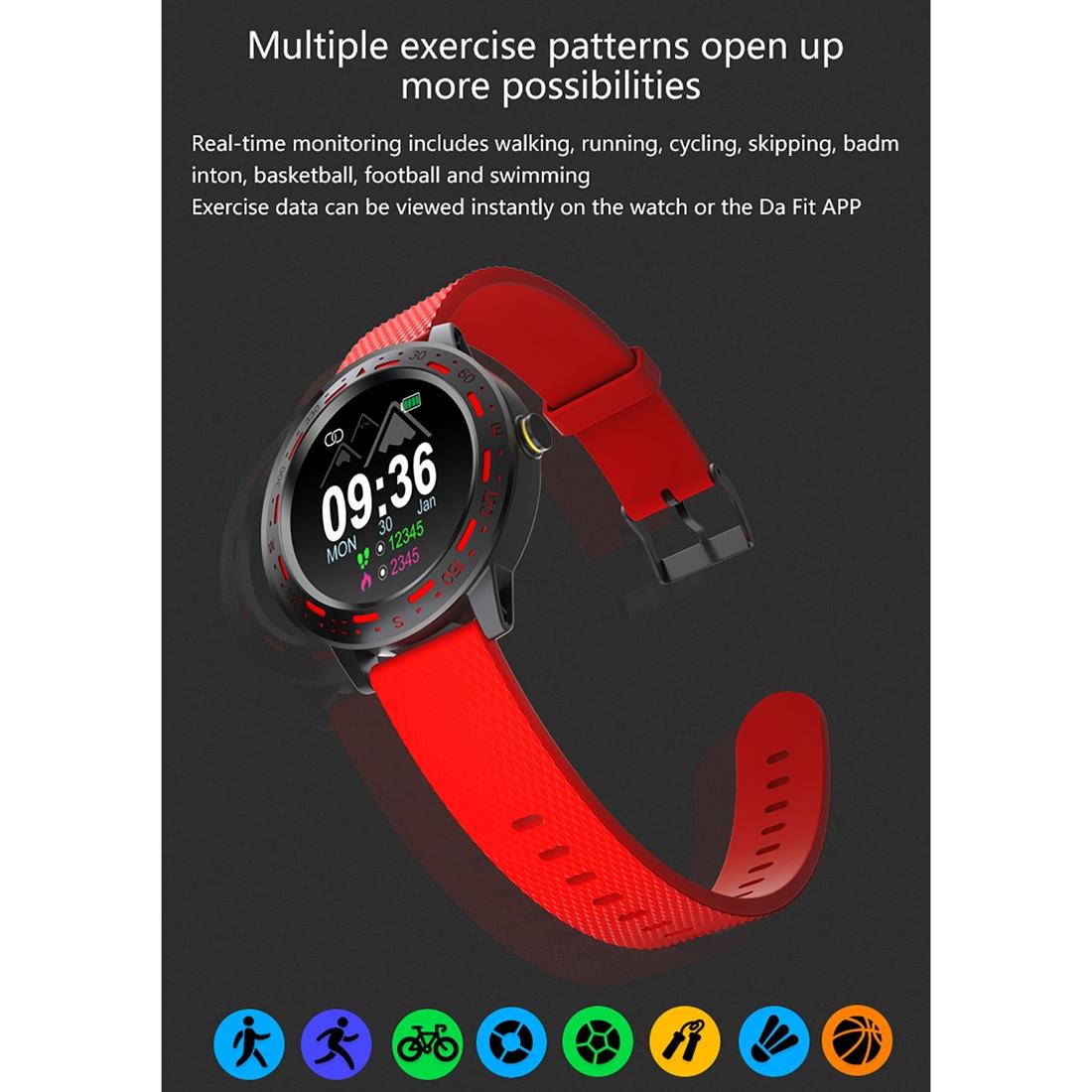 1.3 Inch Tft Screen Ip67 Waterproof Smart Watch Bracelet Support Sleep Monitor / Heart Rate Monitor / Blood Pressure Monitoring - Red