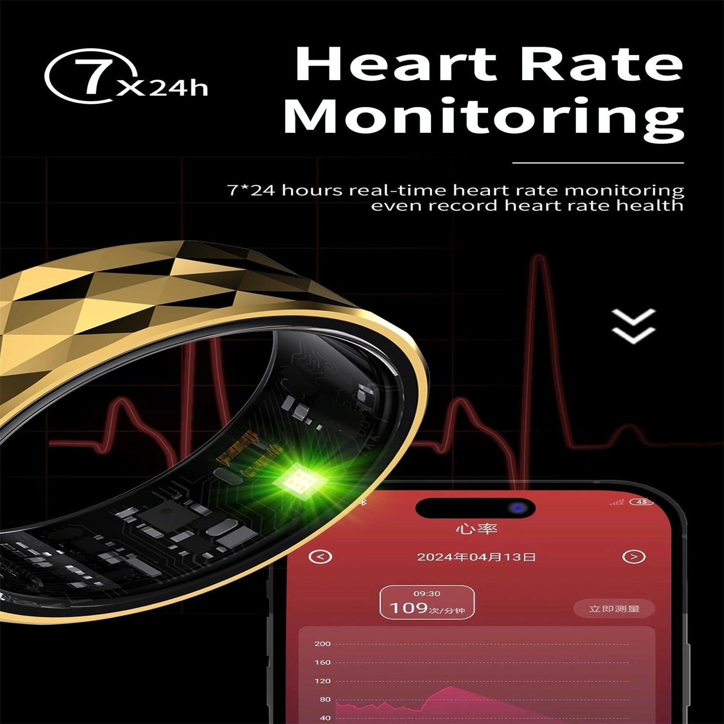 Smart Ring For Health Monitoring And Exercise - R12M Size 18 - Silver
