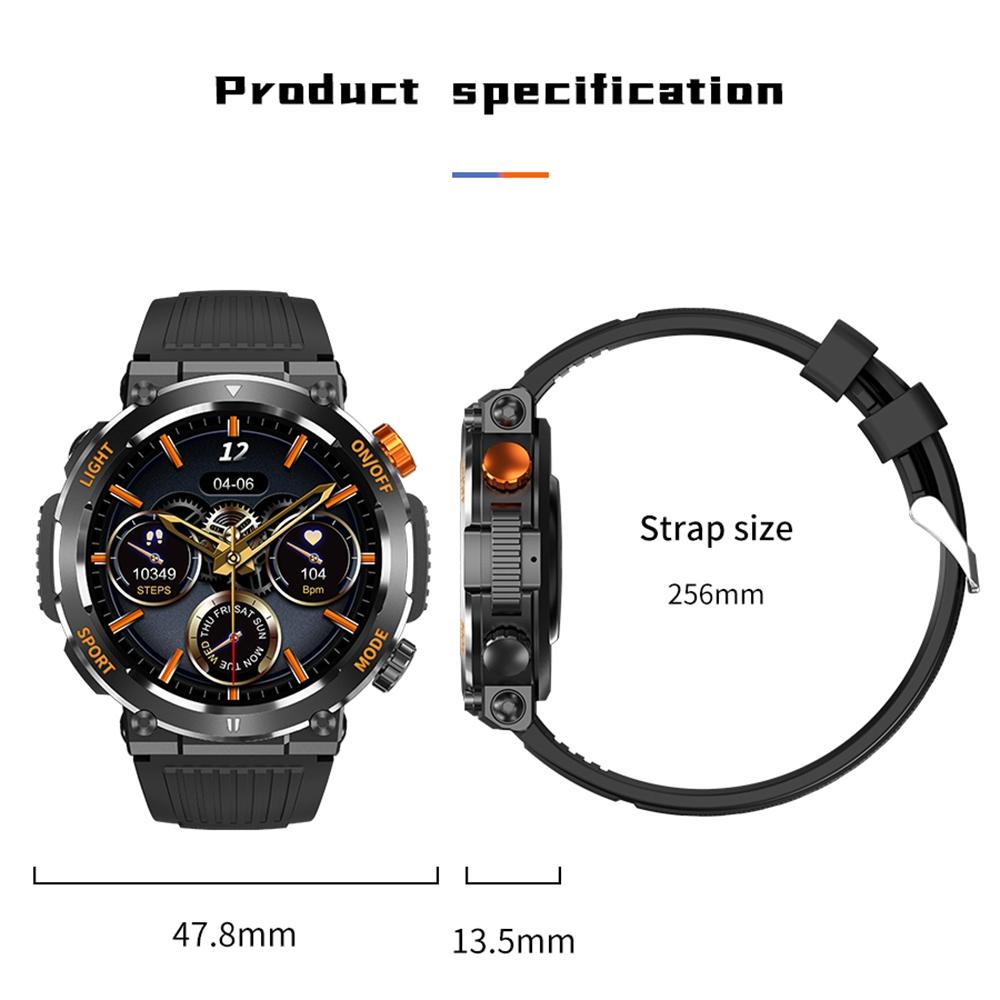 1.46 Inch Round Screen Bluetooth Smart Watch Support Health Monitoring & 100+ Sports Modes - Yellow