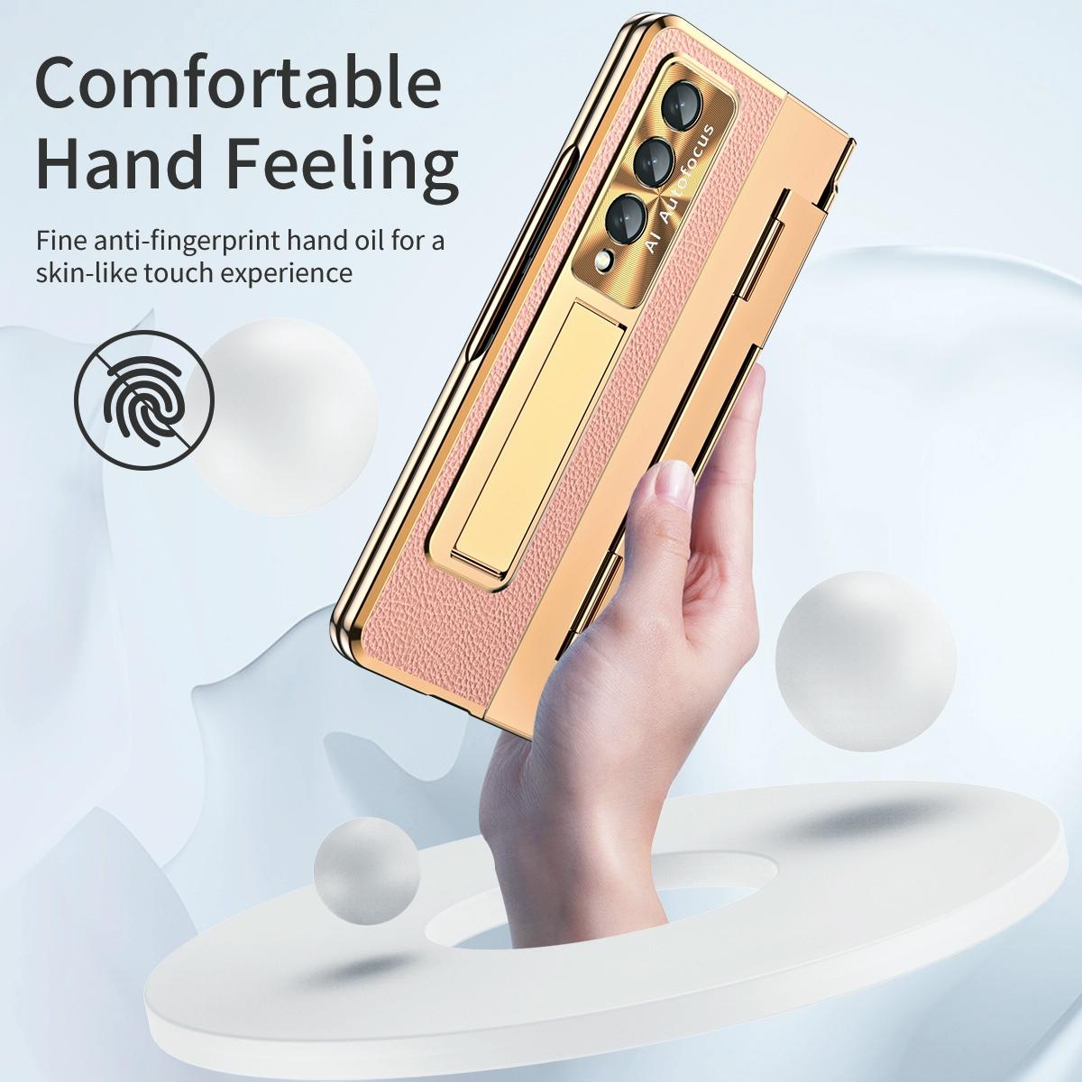 For Samsung Galaxy z Fold4 5G Full Coverage Phone Case with Hinge - Integrated Design - Gold