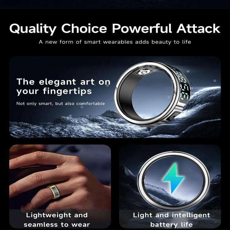 Smart Ring Hand Gestures Health Monitoring Sports Modes Size 10 - Silver