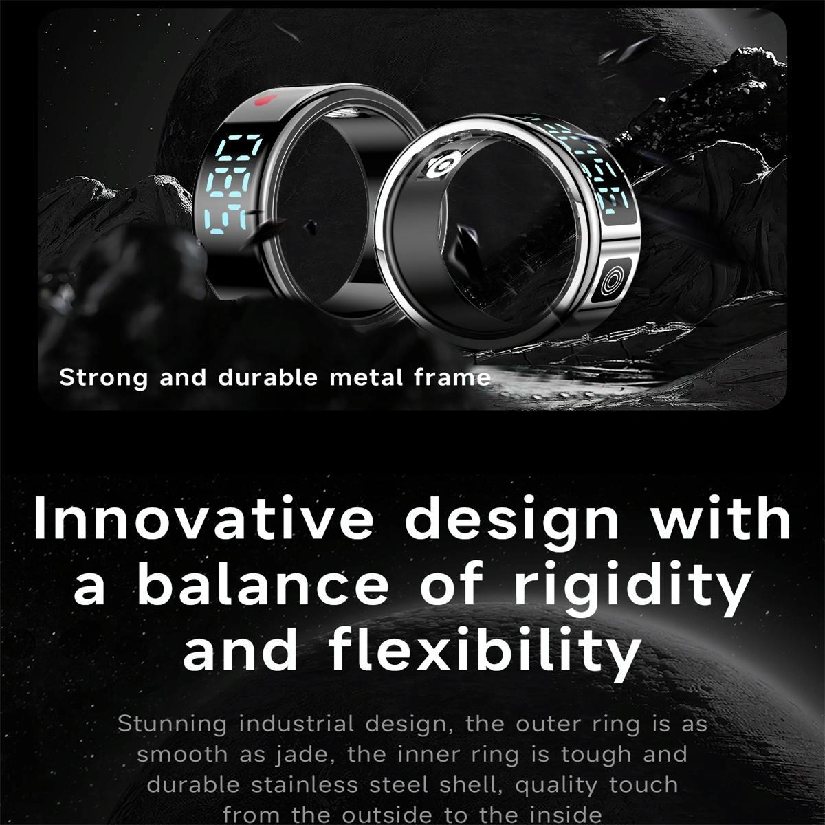 Smart Ring Hand Gestures Health Monitoring Sports Modes Size 10 - Silver
