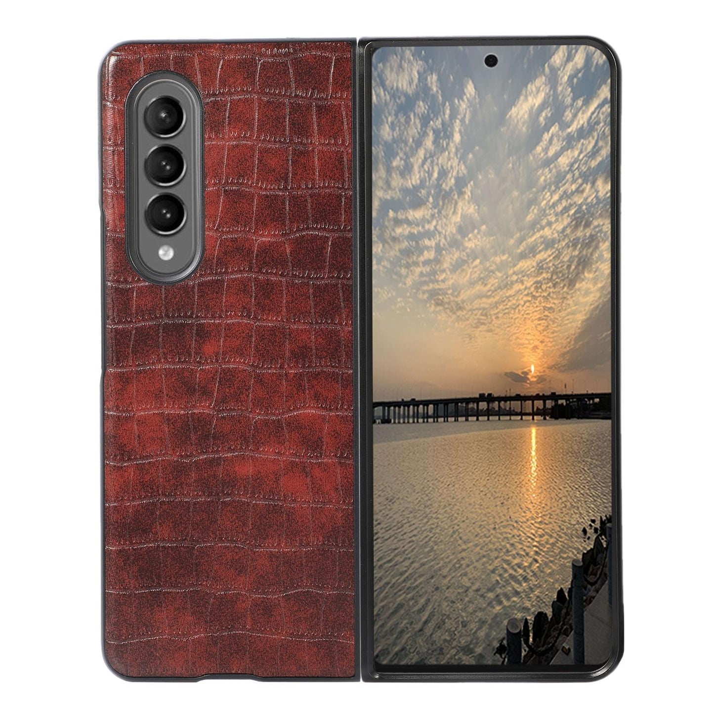 Foldable Crocodile Texture Phone Case - Pu Leather - Green