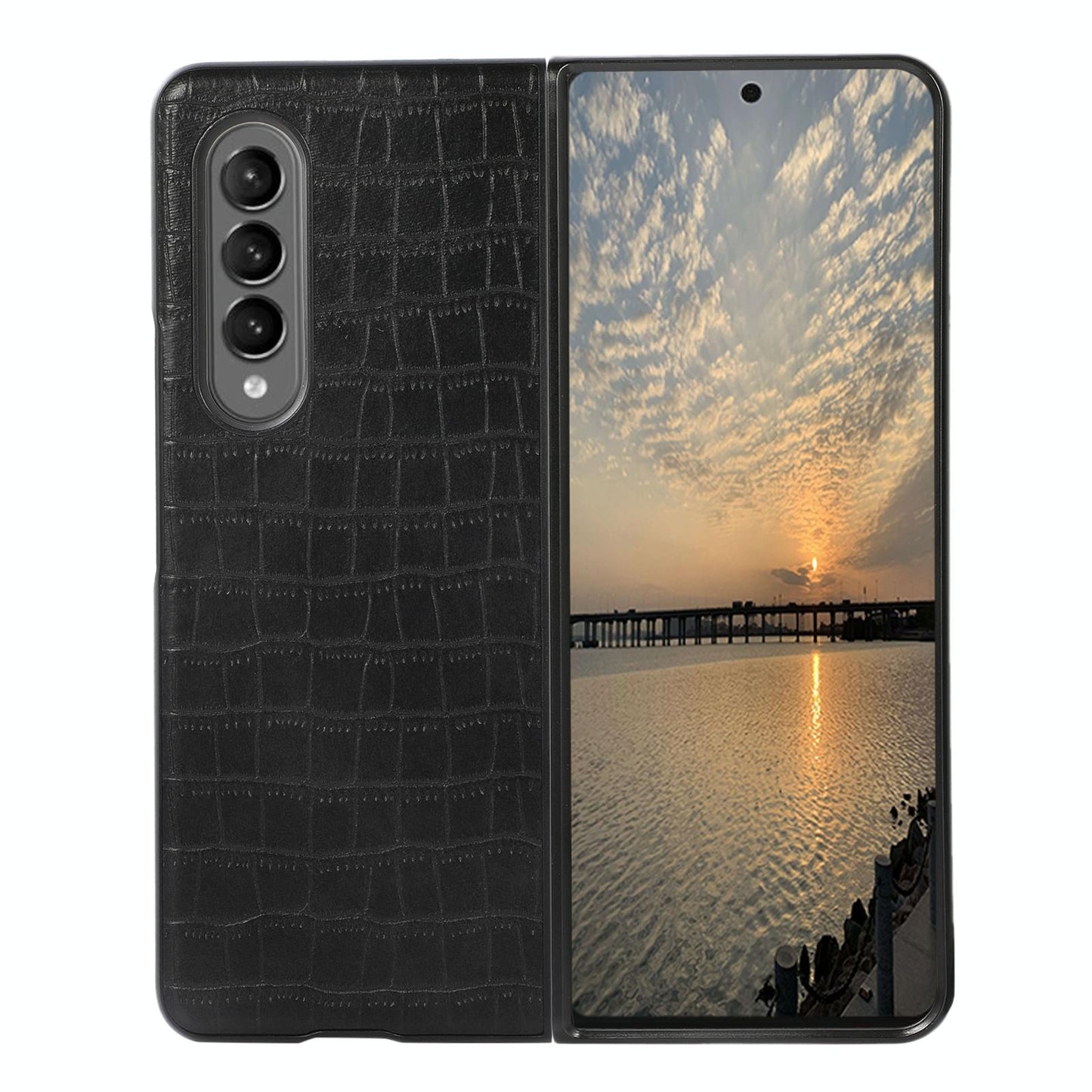 Foldable Crocodile Texture Phone Case - Pu Leather - Green