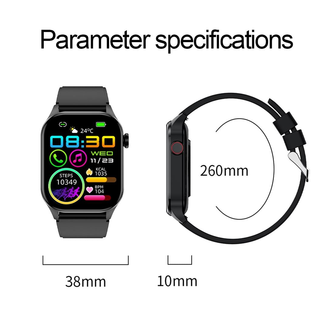 Waterproof Smart Watch With Bluetooth And Blood Oxygen Monitoring - Ip68 - Blue