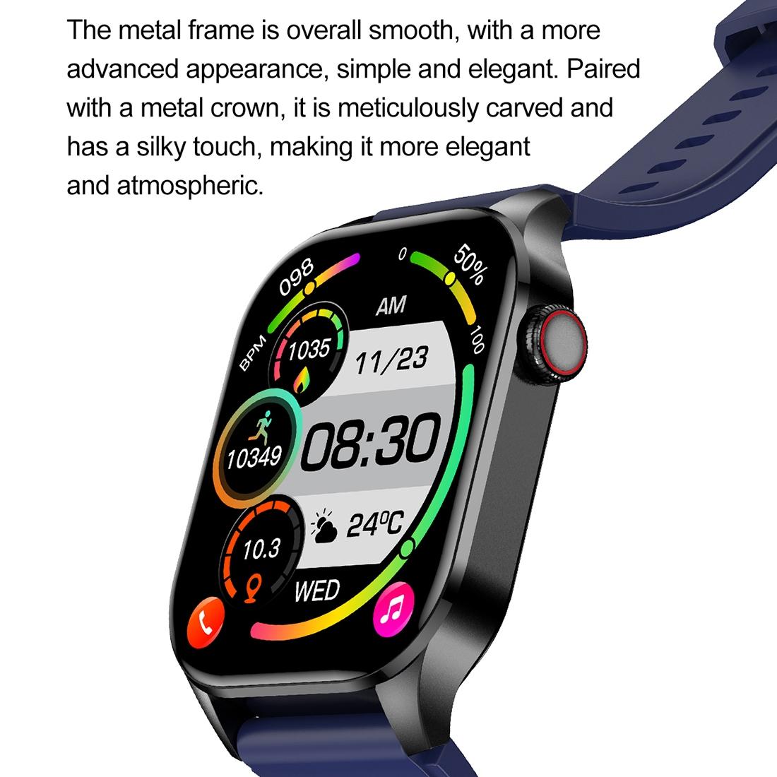 Waterproof Smart Watch With Bluetooth And Blood Oxygen Monitoring - Ip68 - Blue