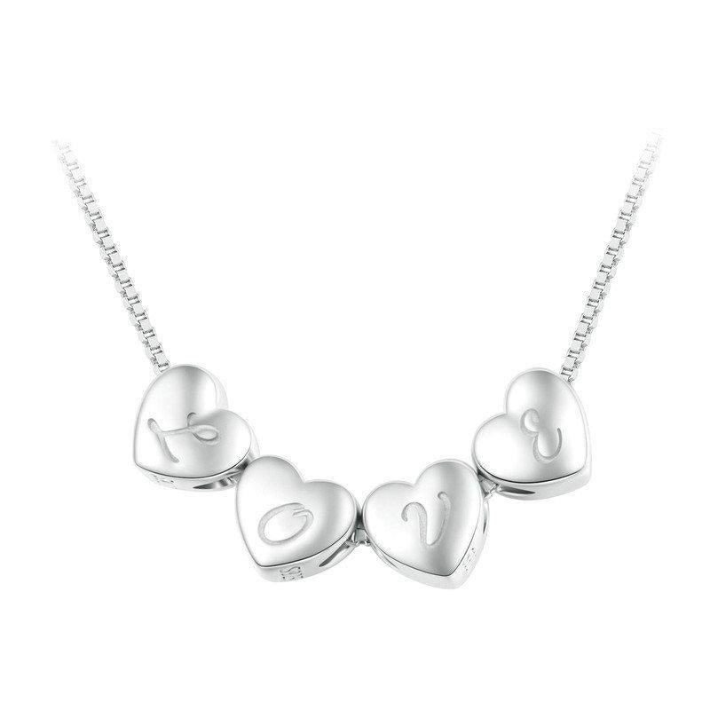925 Sterling Silver Platinum Plated Love Letters Diy Beads In - V