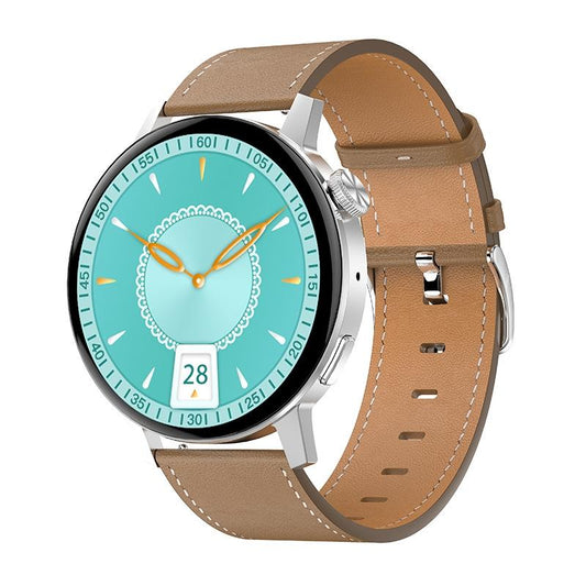 Smart Leather Watch With Colour Screen - Gold
