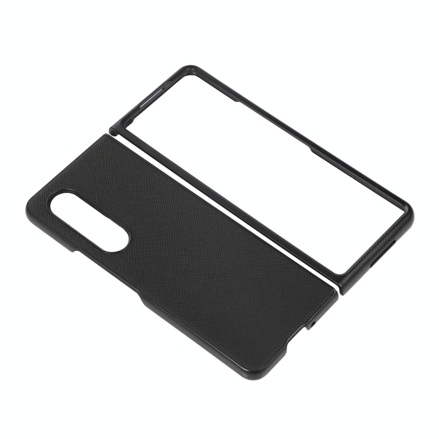 Fold 4 Cross Texture Pu Leather Case - Blue