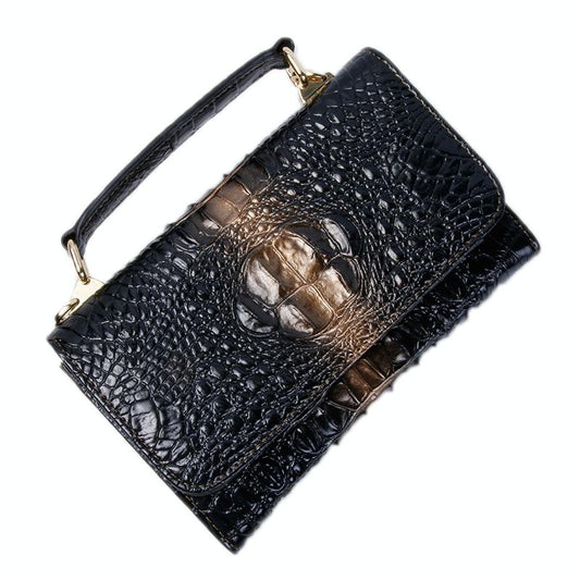 Versatile Lady Crossbody Wrist Bag - Multi-functional - Crocodile Head Yellow