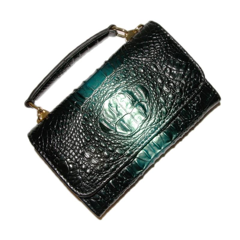 Versatile Lady Crossbody Wrist Bag - Multi-functional - Crocodile Head Yellow