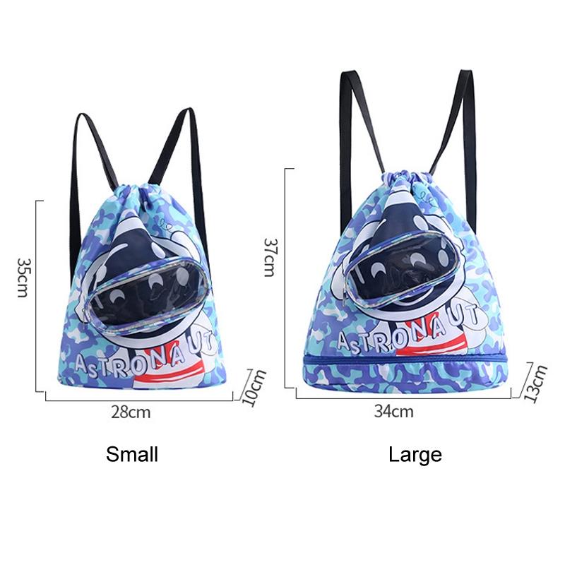 Kids' Swim Bag Cute Cartoon Beach Backpack Waterproof Dry / Wet Large 2 Layer - Green - Large 2 Layer