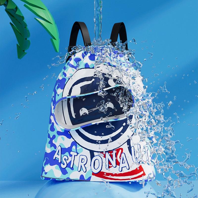 Kids' Swim Bag Cute Cartoon Beach Backpack Waterproof Dry / Wet Large 2 Layer - Green - Large 2 Layer
