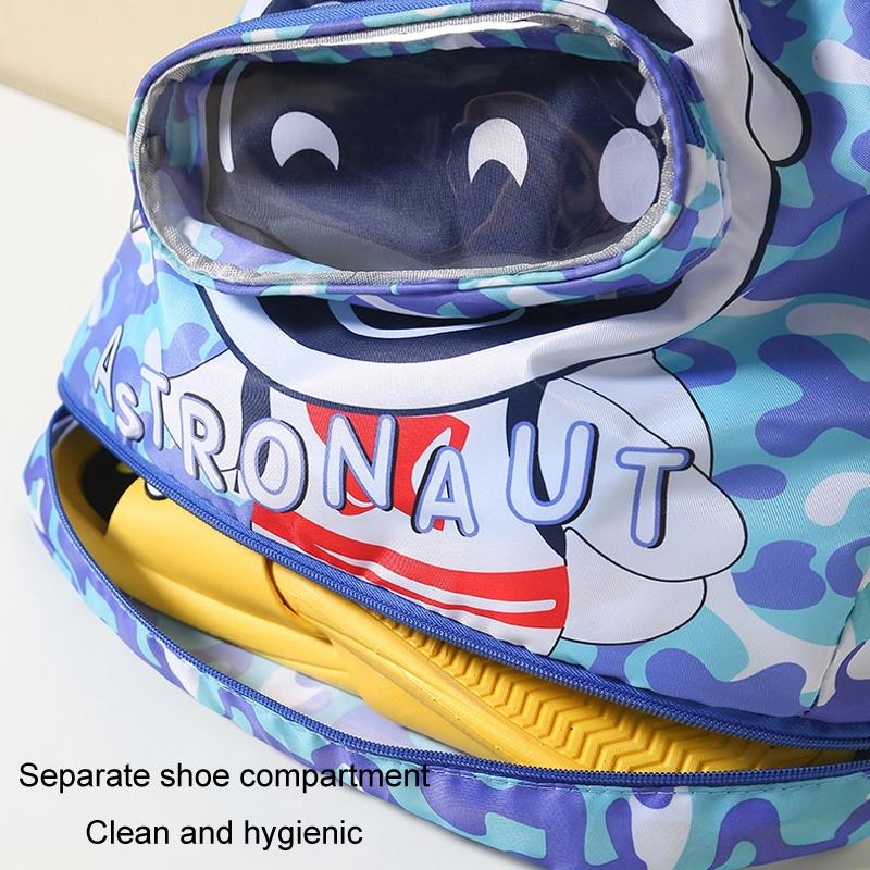 Kids' Swim Bag Cute Cartoon Beach Backpack Waterproof Dry / Wet Large 2 Layer - Green - Large 2 Layer