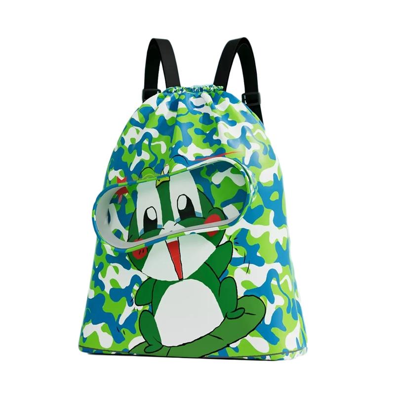 Kids' Swim Bag Cute Cartoon Beach Backpack Waterproof Dry / Wet Large 2 Layer - Green - Large 2 Layer