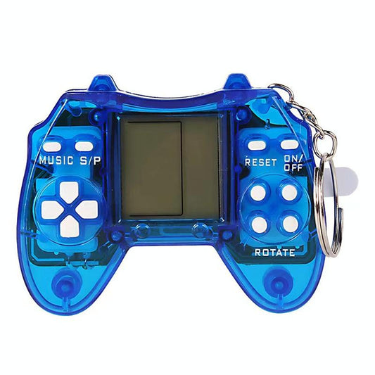 Portable Tetris Game Console Keychain - Nostalgic Puzzle Toy - Blue