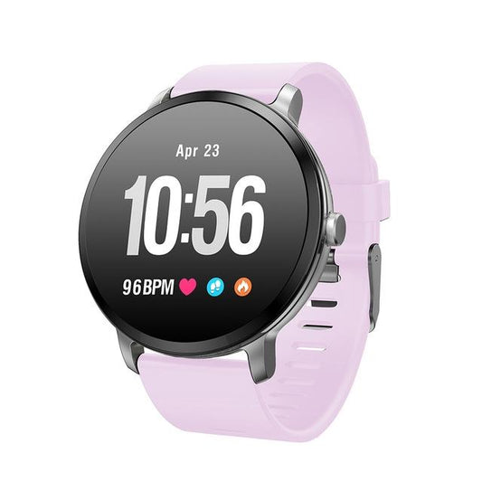 Real-Time Heart Rate Blood Pressure Monitor Multi-Sport Mode Breathing Light Smart Watch For Android Ios Phone Pink Silicone