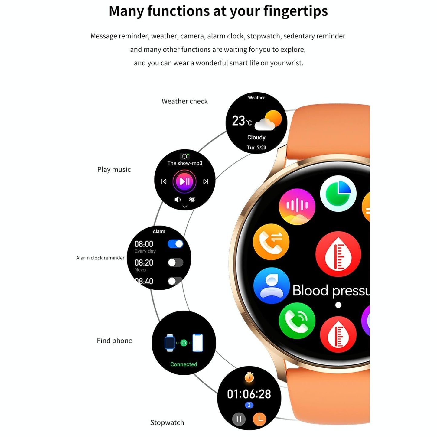 1.39 Inch Bt5.2 Smart Sport Watch Support Bluetooth Call / Sleep / Blood Oxygen / Temperature / Heart Rate / Blood Pressure Health Monitor - Grey