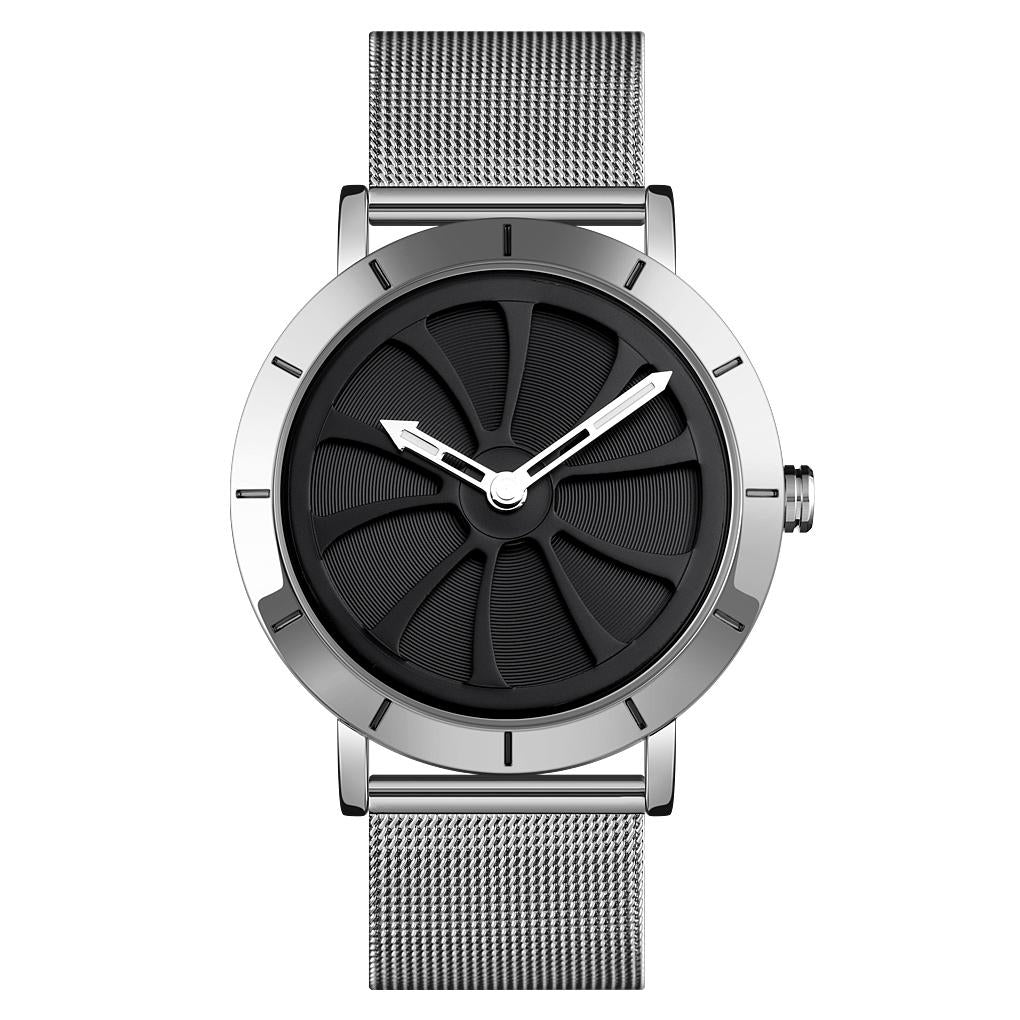 Stylish Skeleton Dial Waterproof Men Watch with Mesh Strap - Black