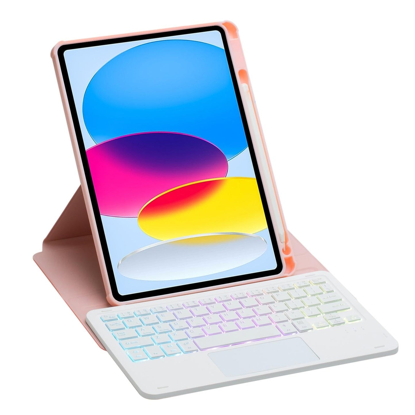 360 Rotation Bluetooth Keyboard Leather Case For Ipad 10.9 2022 With Touch Control And Backlight - Blue