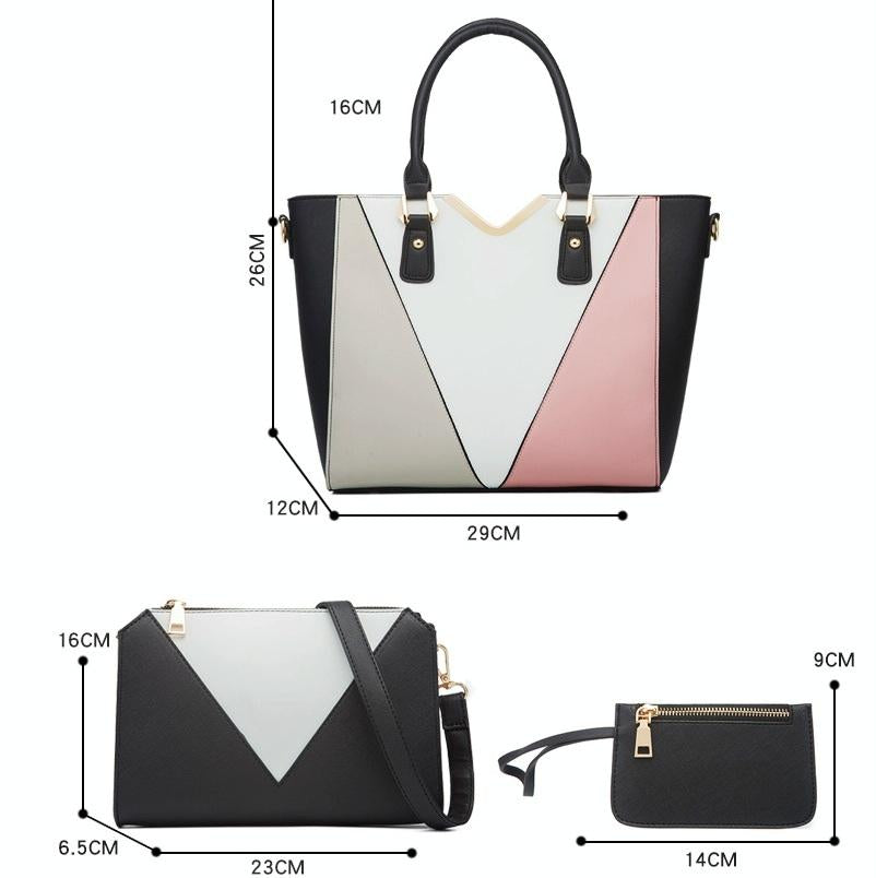 Versatile 4-in-1 Ladies Handbag with Large Capacity - Navy Blue