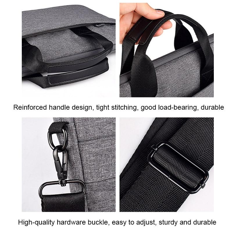 14.1-15.4 Inch Portable Laptop Bag with Single-shoulder Strap - Gray With Shoulder Strap
