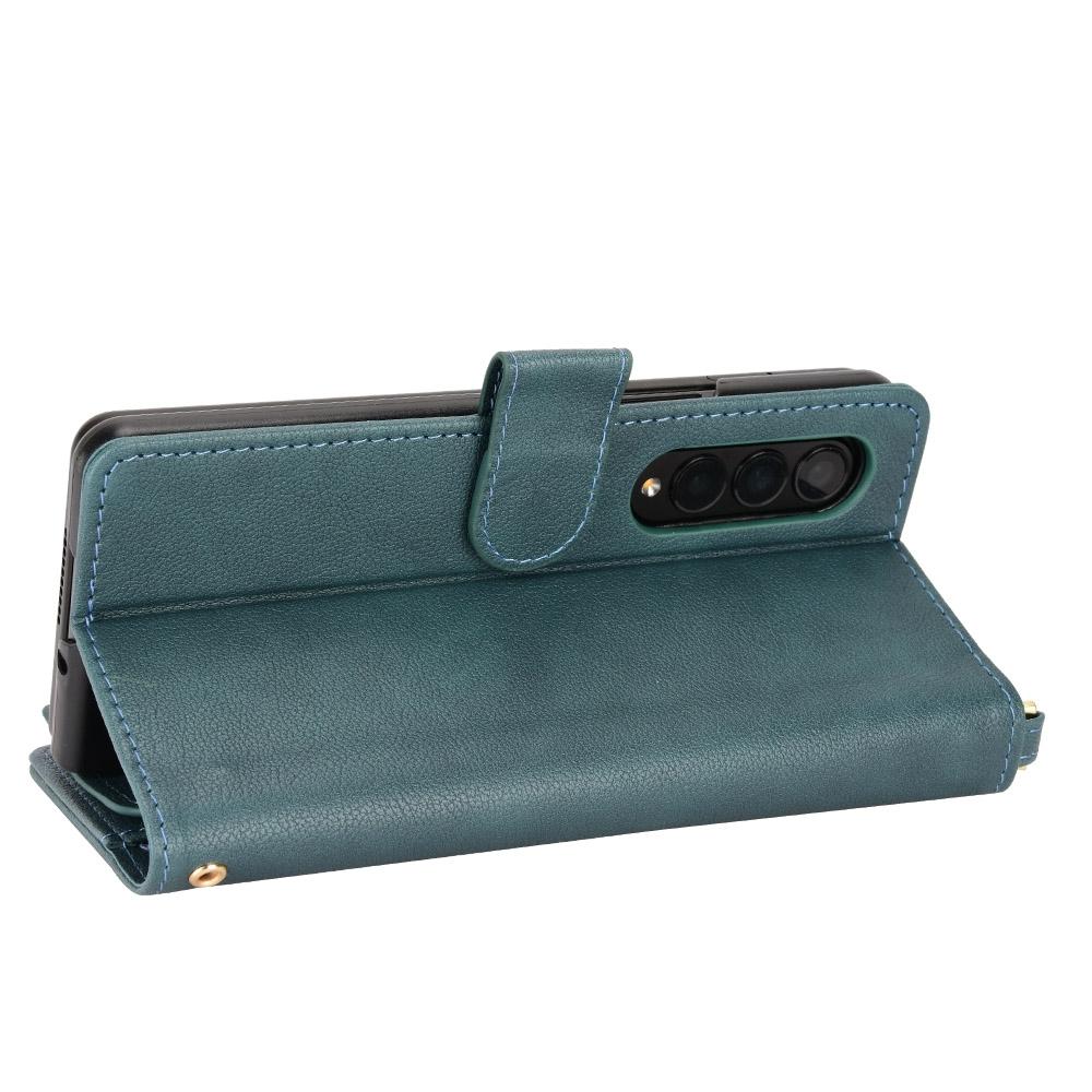 For Samsung Galaxy z Fold4 5G Zipper Leather Phone Case with Litchi Texture - Brown