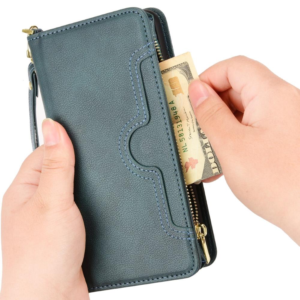 For Samsung Galaxy z Fold4 5G Zipper Leather Phone Case with Litchi Texture - Brown