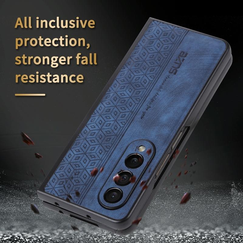 For Samsung Galaxy z Fold4 5G Embossed 3d Skin Texture Phone Case - Sleek Design - Sapphire Blue