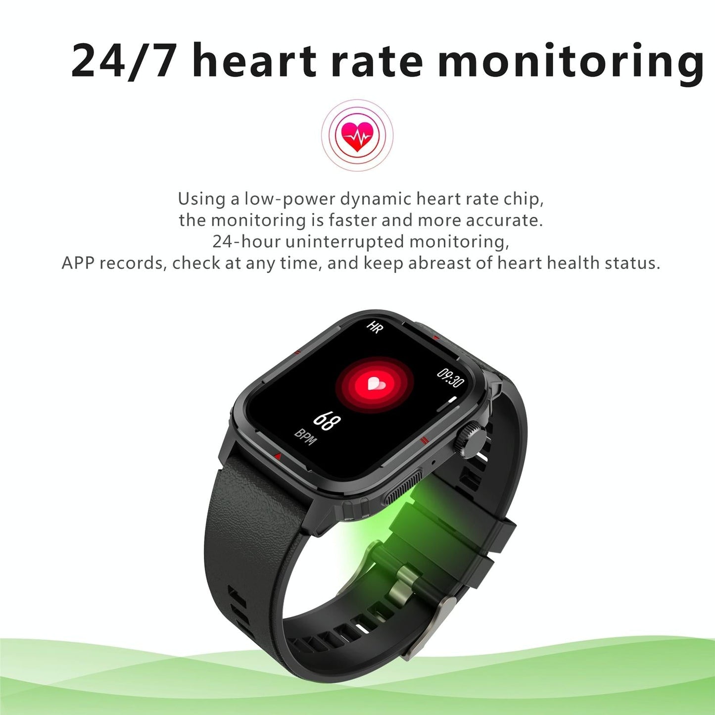 1.7 Inch Tft Hd Screen Smart Watch Support Bluetooth Calling / Blood Pressure Monitoring - Green