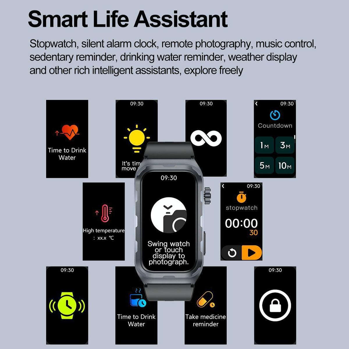 Waterproof Ecg Smart Watch For Health Monitoring - Ip68 - Beige