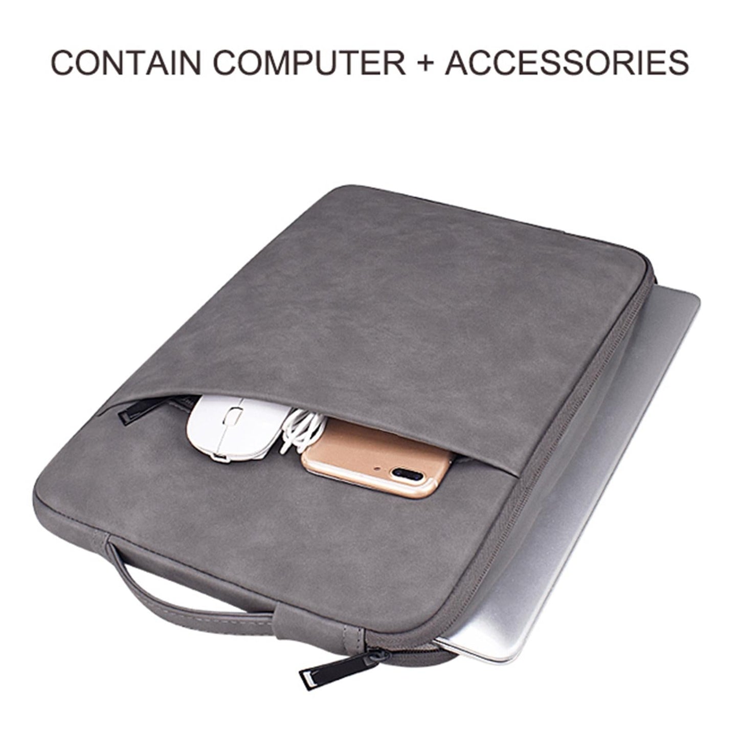 13.3 Inch Sheepskin Notebook Inner Bag - Natural - Elegant Gray
