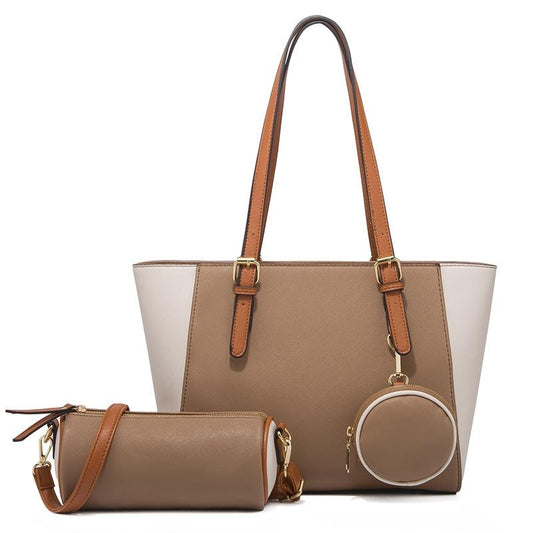 Large Capacity 3-in-1 Fashion Handbag for Women - Coffee