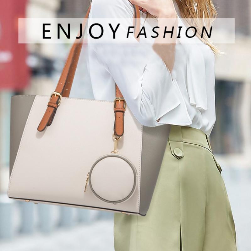 Large Capacity 3-in-1 Fashion Handbag for Women - Coffee