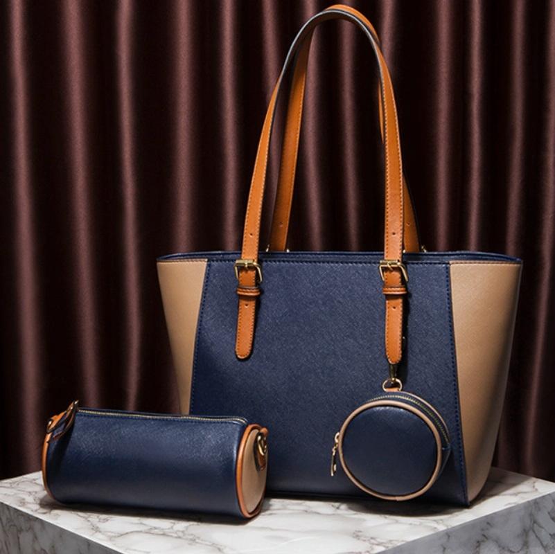 Large Capacity 3-in-1 Fashion Handbag for Women - Coffee