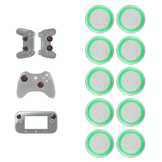 10-piece Luminous Gamepad Button Caps for Ps5 / Ps4 / Ps3 / Xbox one / 360 / Pro / Series x / s - Transparent Light Green
