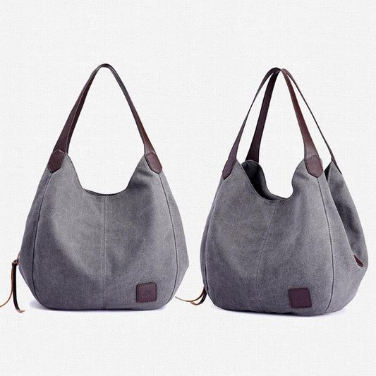 Retro Art Lady Shoulder Bag - Simple & Chic Beige - Gray